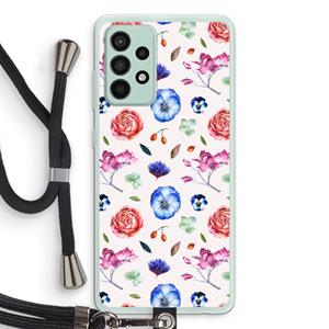CaseCompany Bloemetjes: Samsung Galaxy A52s 5G Transparant Hoesje met koord