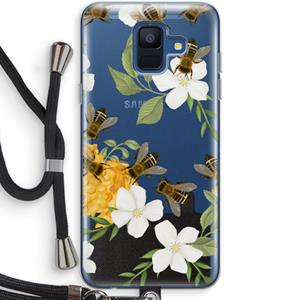 CaseCompany No flowers without bees: Samsung Galaxy A6 (2018) Transparant Hoesje met koord