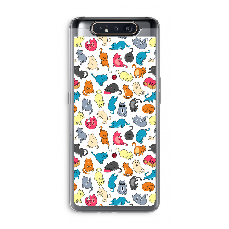 CaseCompany Kleurrijke katten: Samsung Galaxy A80 Transparant Hoesje