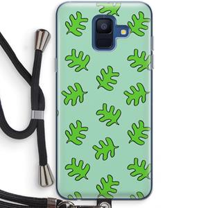CaseCompany Groene blaadjes: Samsung Galaxy A6 (2018) Transparant Hoesje met koord