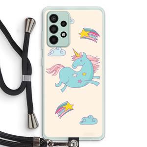 CaseCompany Vliegende eenhoorn: Samsung Galaxy A52s 5G Transparant Hoesje met koord