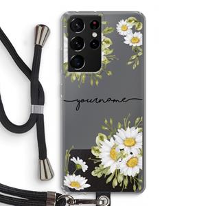 CaseCompany Daisies: Samsung Galaxy S21 Ultra Transparant Hoesje met koord