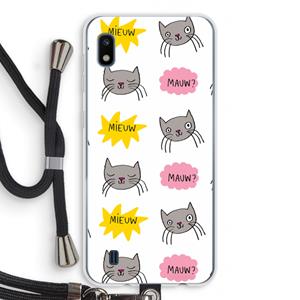 CaseCompany Meow: Samsung Galaxy A10 Transparant Hoesje met koord