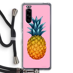 CaseCompany Grote ananas: Sony Xperia 5 Transparant Hoesje met koord