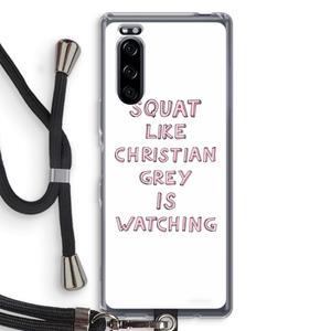 CaseCompany Christian Grey: Sony Xperia 5 Transparant Hoesje met koord
