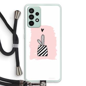 CaseCompany Zwart-wit cactus: Samsung Galaxy A52s 5G Transparant Hoesje met koord