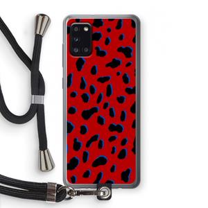 CaseCompany Red Leopard: Samsung Galaxy A31 Transparant Hoesje met koord