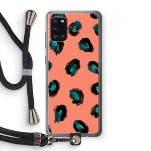 CaseCompany Pink Cheetah: Samsung Galaxy A31 Transparant Hoesje met koord