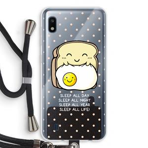 CaseCompany Sleep All Day: Samsung Galaxy A10 Transparant Hoesje met koord