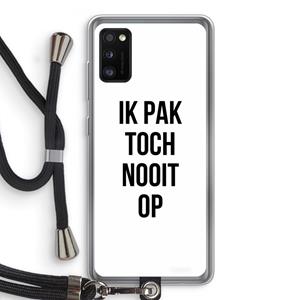 CaseCompany Ik pak nooit op: Samsung Galaxy A41 Transparant Hoesje met koord