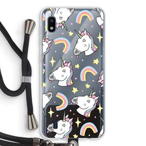 CaseCompany Rainbow Unicorn: Samsung Galaxy A10 Transparant Hoesje met koord