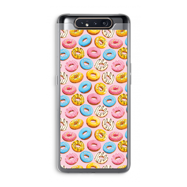 CaseCompany Pink donuts: Samsung Galaxy A80 Transparant Hoesje