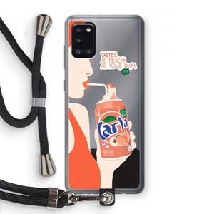 CaseCompany Peach please!: Samsung Galaxy A31 Transparant Hoesje met koord