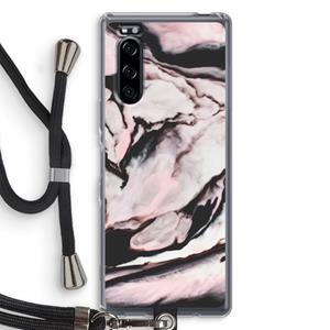 CaseCompany Roze stroom: Sony Xperia 5 Transparant Hoesje met koord