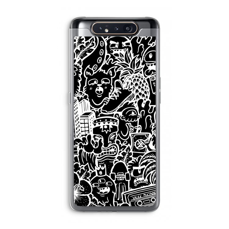 CaseCompany Vexx Black Mixtape: Samsung Galaxy A80 Transparant Hoesje