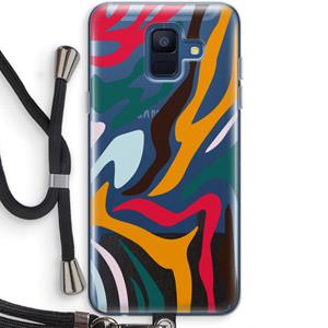 CaseCompany Colored Zebra: Samsung Galaxy A6 (2018) Transparant Hoesje met koord