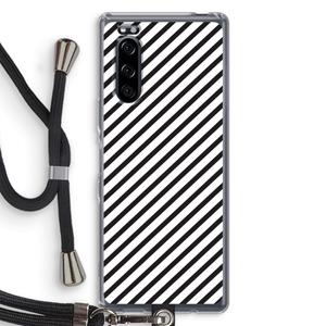 CaseCompany Strepen zwart-wit: Sony Xperia 5 Transparant Hoesje met koord