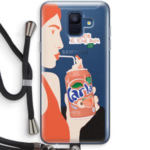 CaseCompany Peach please!: Samsung Galaxy A6 (2018) Transparant Hoesje met koord