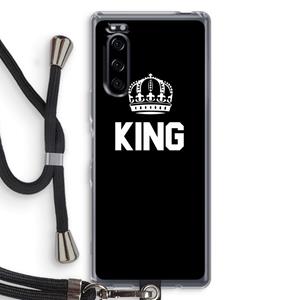 CaseCompany King zwart: Sony Xperia 5 Transparant Hoesje met koord