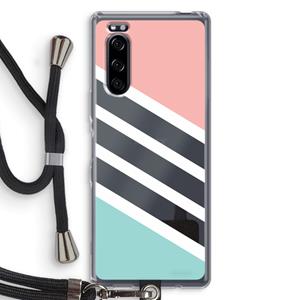 CaseCompany Strepen pastel: Sony Xperia 5 Transparant Hoesje met koord