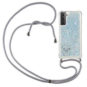 Lunso Backcover hoes met koord - Samsung Galaxy S21 Ultra - Glitter Zilver