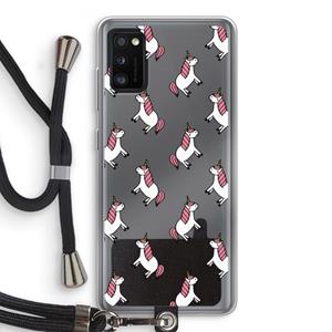 CaseCompany Eenhoorns overal: Samsung Galaxy A41 Transparant Hoesje met koord