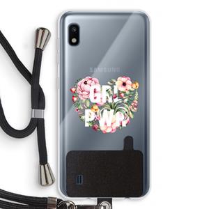 CaseCompany GRL PWR Flower: Samsung Galaxy A10 Transparant Hoesje met koord
