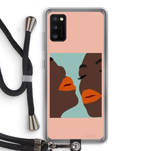 CaseCompany Orange lips: Samsung Galaxy A41 Transparant Hoesje met koord