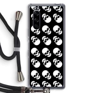 CaseCompany Musketon Skulls: Sony Xperia 5 Transparant Hoesje met koord