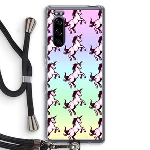 CaseCompany Musketon Unicorn: Sony Xperia 5 Transparant Hoesje met koord