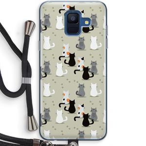 CaseCompany Katten: Samsung Galaxy A6 (2018) Transparant Hoesje met koord