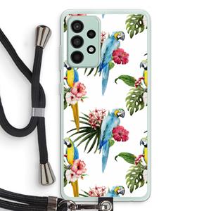 CaseCompany Kleurrijke papegaaien: Samsung Galaxy A52s 5G Transparant Hoesje met koord