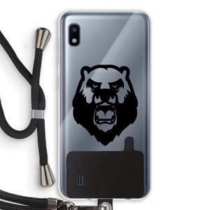 CaseCompany Angry Bear (black): Samsung Galaxy A10 Transparant Hoesje met koord