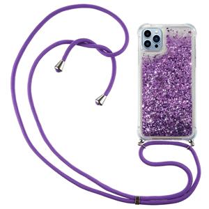 Lunso Backcover hoes met koord - iPhone 14 Pro Max - Glitter Paars