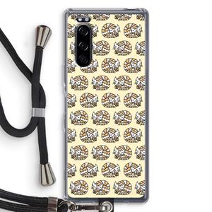CaseCompany Slapende poes: Sony Xperia 5 Transparant Hoesje met koord