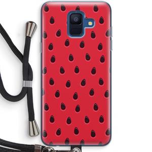CaseCompany Watermelon: Samsung Galaxy A6 (2018) Transparant Hoesje met koord