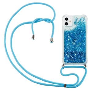 Lunso Backcover hoes met koord - iPhone 12 Mini - Glitter Blauw