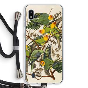 CaseCompany Carolinaparkiet: Samsung Galaxy A10 Transparant Hoesje met koord
