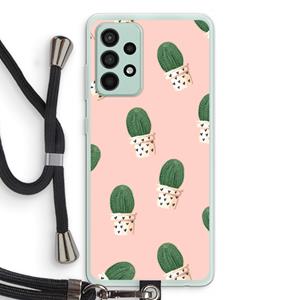 CaseCompany Cactusprint roze: Samsung Galaxy A52s 5G Transparant Hoesje met koord