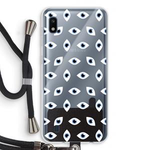 CaseCompany Eyes pattern: Samsung Galaxy A10 Transparant Hoesje met koord