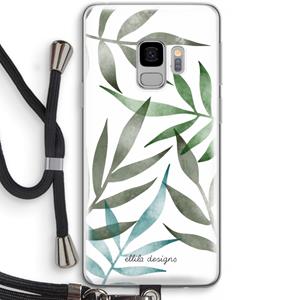 CaseCompany Tropical watercolor leaves: Samsung Galaxy S9 Transparant Hoesje met koord