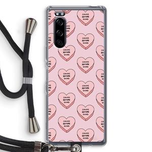CaseCompany Chicks before dicks: Sony Xperia 5 Transparant Hoesje met koord