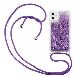 Lunso Backcover hoes met koord - iPhone 12 Mini - Glitter Paars