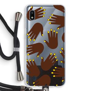 CaseCompany Hands dark: Samsung Galaxy A10 Transparant Hoesje met koord