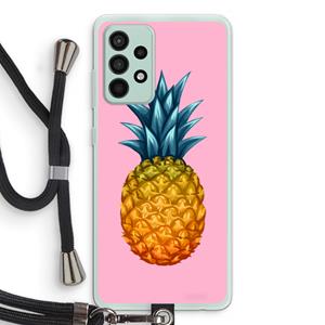CaseCompany Grote ananas: Samsung Galaxy A52s 5G Transparant Hoesje met koord