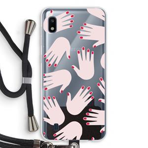 CaseCompany Hands pink: Samsung Galaxy A10 Transparant Hoesje met koord