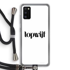 CaseCompany Topwijf Wit: Samsung Galaxy A41 Transparant Hoesje met koord