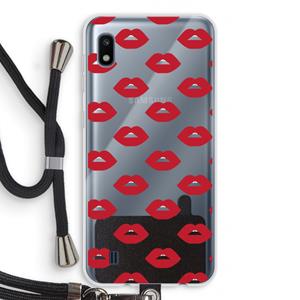 CaseCompany Lips: Samsung Galaxy A10 Transparant Hoesje met koord
