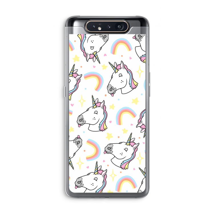 CaseCompany Rainbow Unicorn: Samsung Galaxy A80 Transparant Hoesje