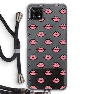 CaseCompany Lipjes: Samsung Galaxy A22 5G Transparant Hoesje met koord